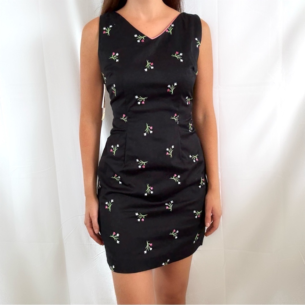 Vintage Y2K Amanda smith black pink embroidered tulip dress new with tags size 6